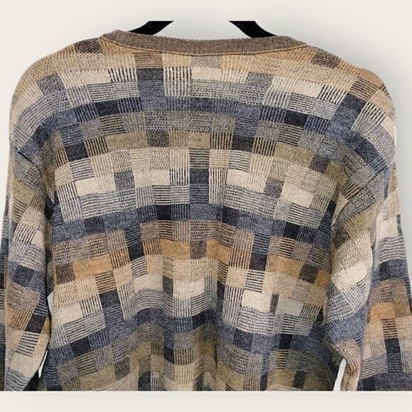 Vtg Jack Leftcourt Mens Sweater Sz XL Pullover Blue Brown Geometrics‎ 80s Preppy - Picture 11 of 13